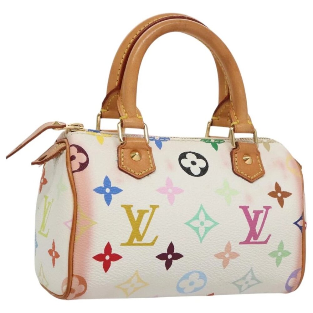 LOUIS VUITTON Monogram Multicolor Mini Speedy Hand Bag White M92645 Auth 101826V - Picture 1 of 16
